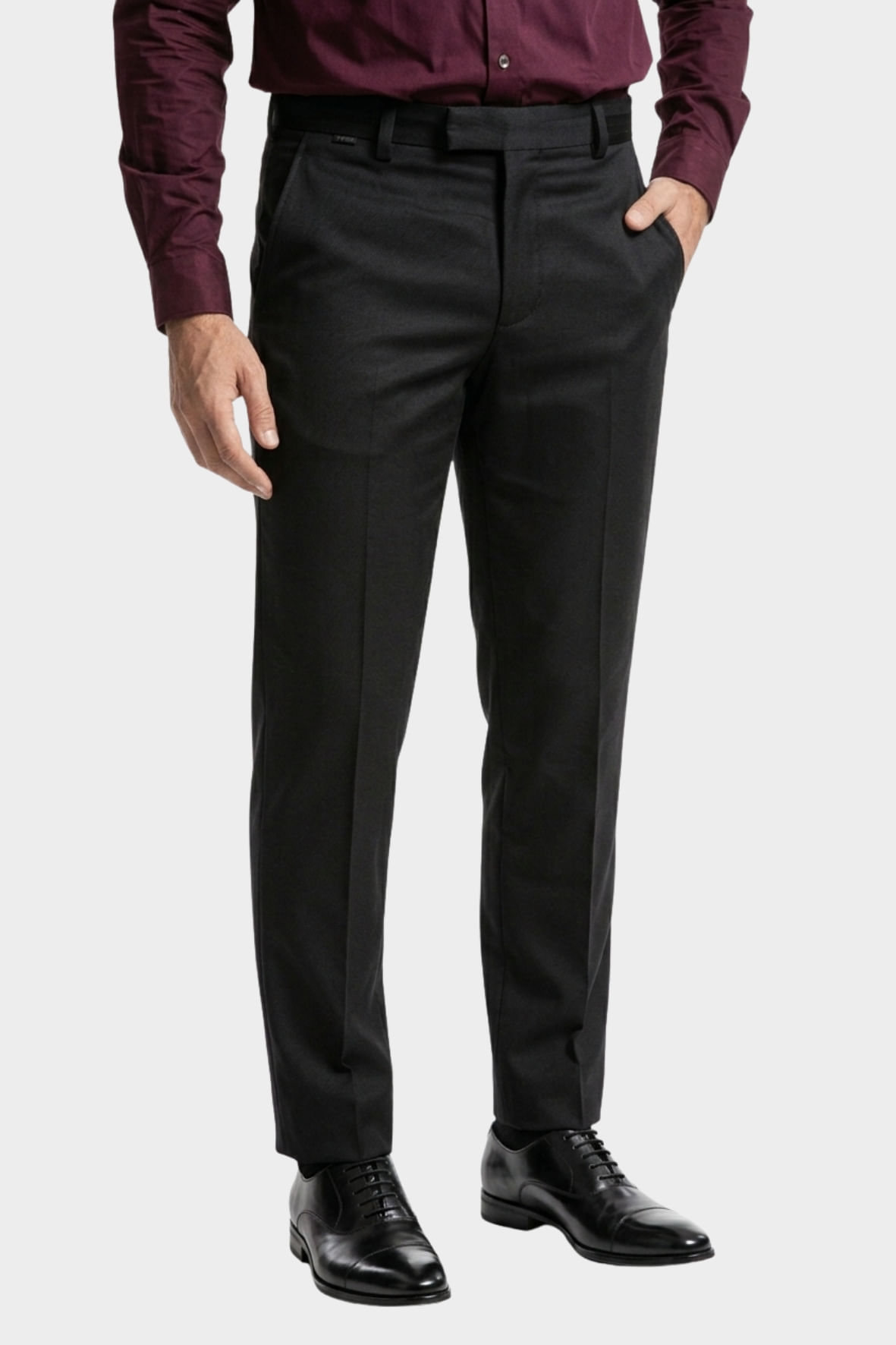 Calça Social Camelo Poli Preto - Hover